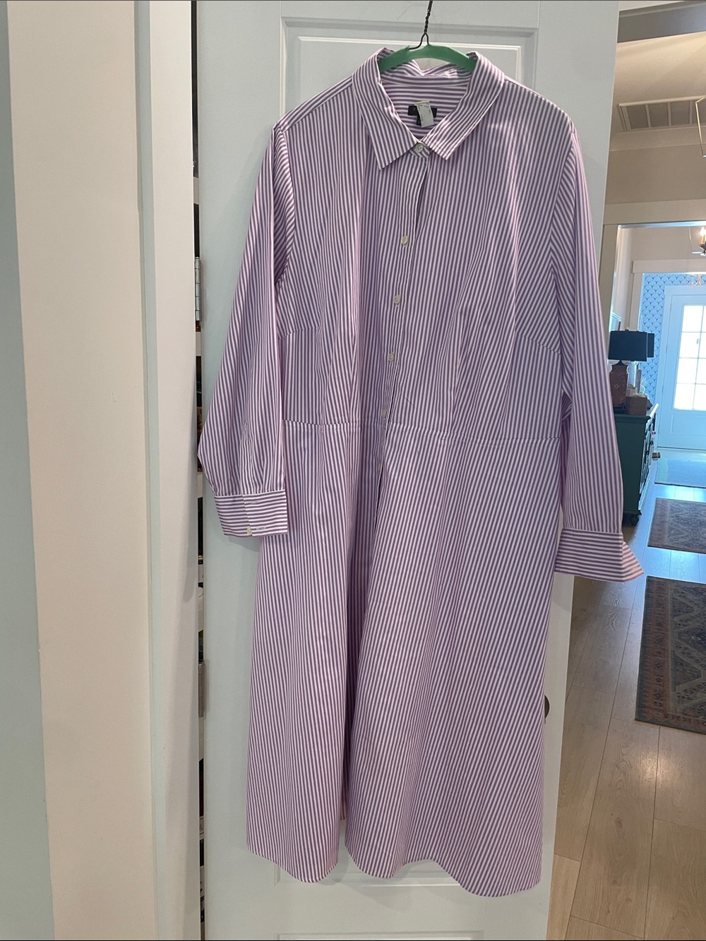 Talbots Lavender and White Striped Button-Up Shirt